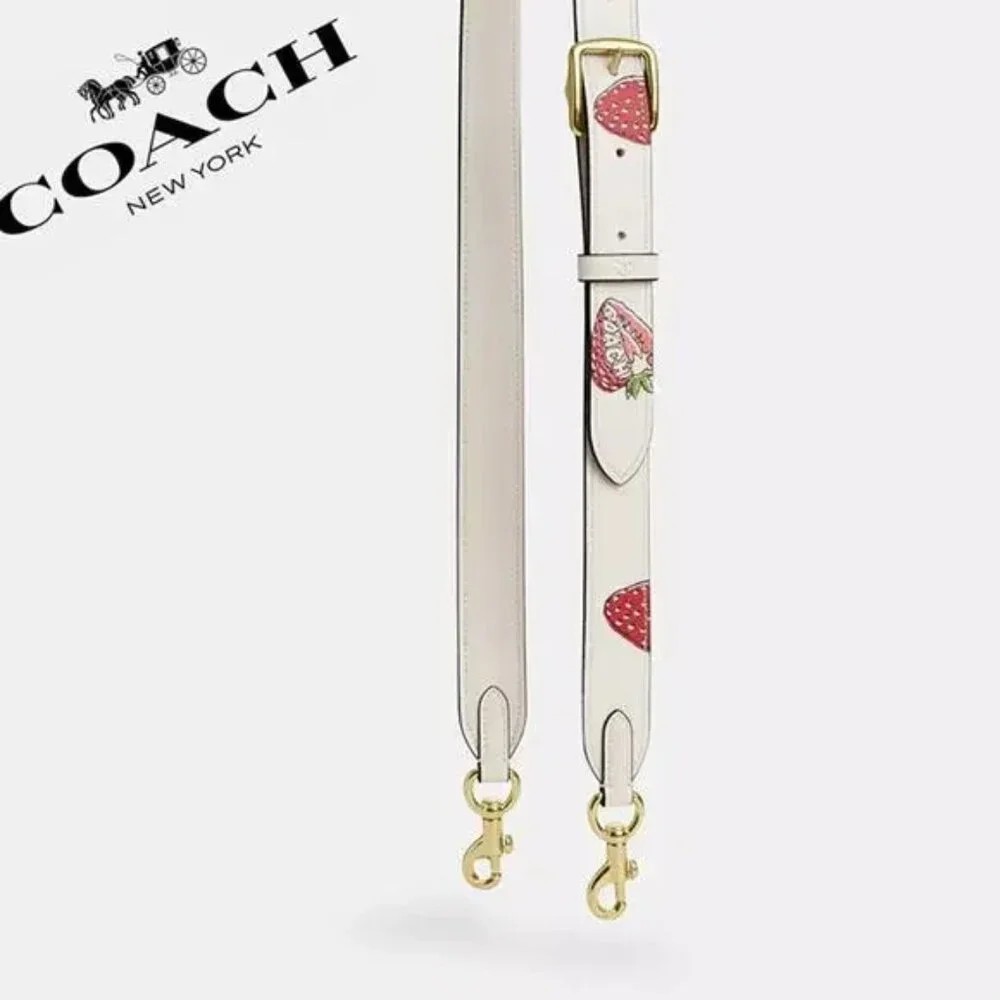NWT Coach Strawberry Print Reversable Strap - Picture 1 of 5
